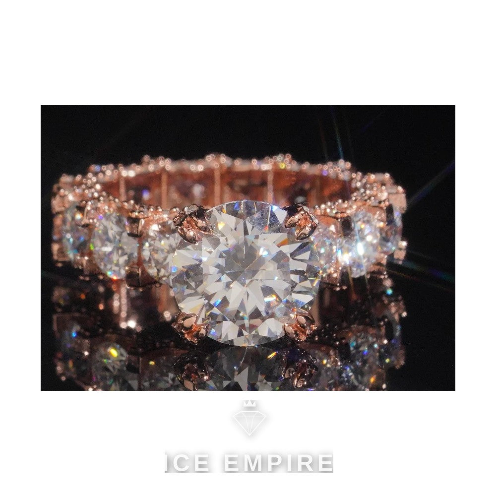 Iced Out Rose Gold Plated Moissanite Ring