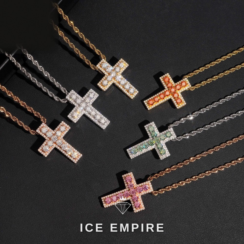 Iced Out Cross 925 Silver Moissanite Pendant