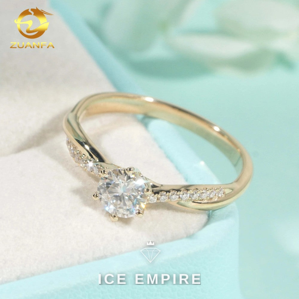 Iced Out 9K Gold Moissanite Engagement Ring