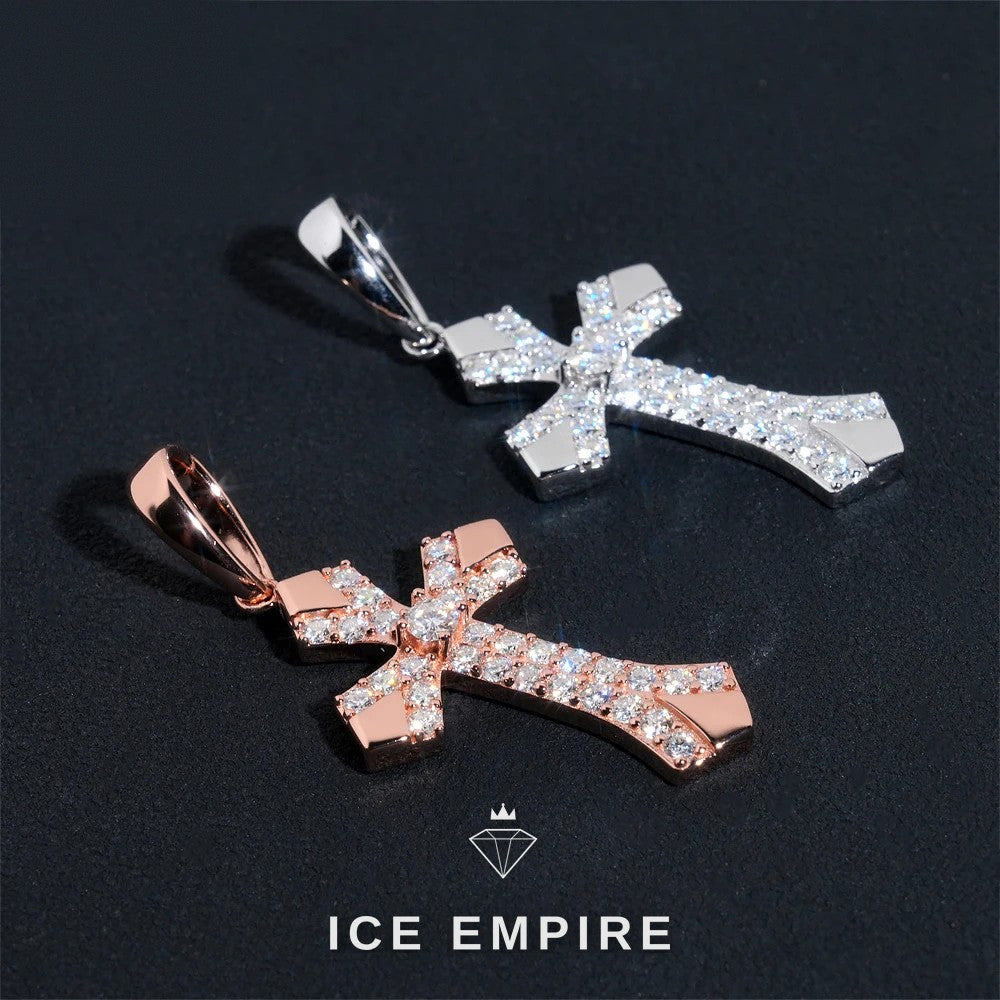 Iced Out Cross 925 Silver Pendant