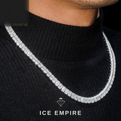 Iced Out Baguette Rose Gold Plated Moissanite Cuban Chain