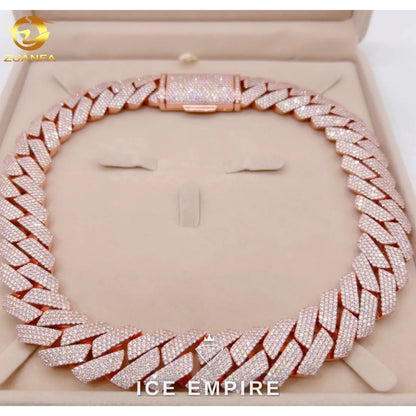 Iced Out Rose Gold Plated Moissanite Cuban Chain