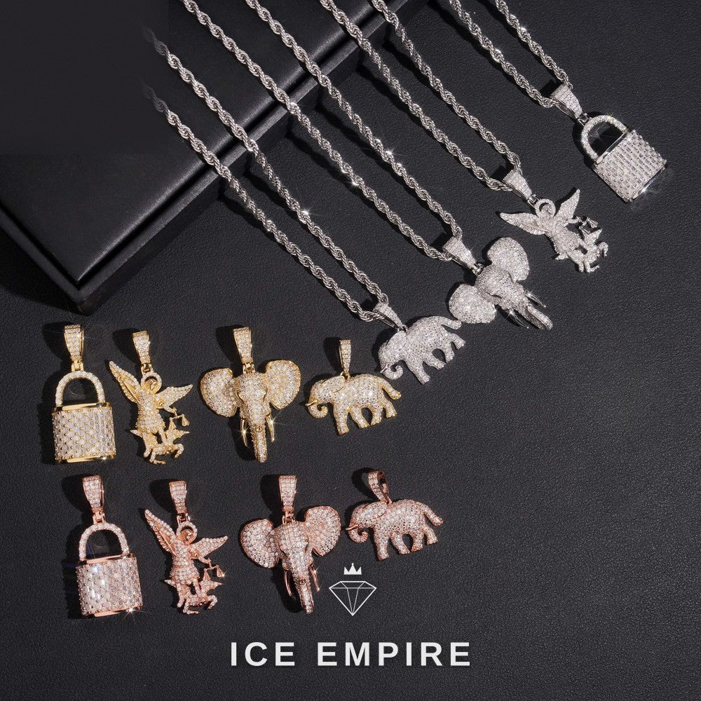 Iced Out Rose Gold Moissanite Pendant