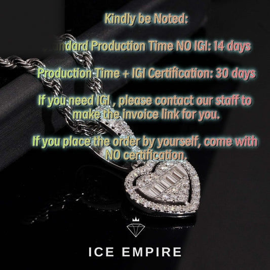 Iced Out Heart 925 Silver Lab Grown Diamond Pendant