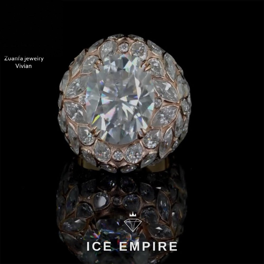 Iced Out 925 Silver Moissanite Ring