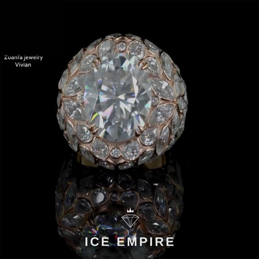 Iced Out 925 Silver Moissanite Ring