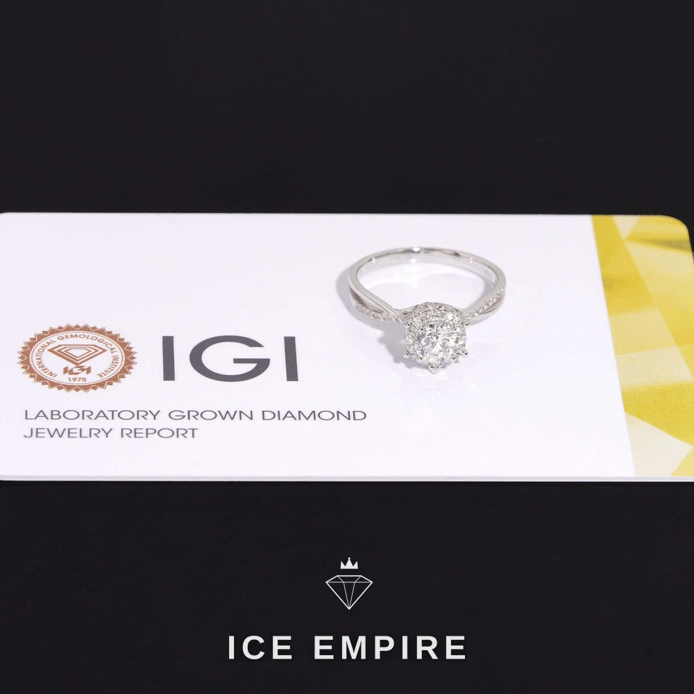 Iced Out 18K Gold Lab Grown Diamond Engagement Ring