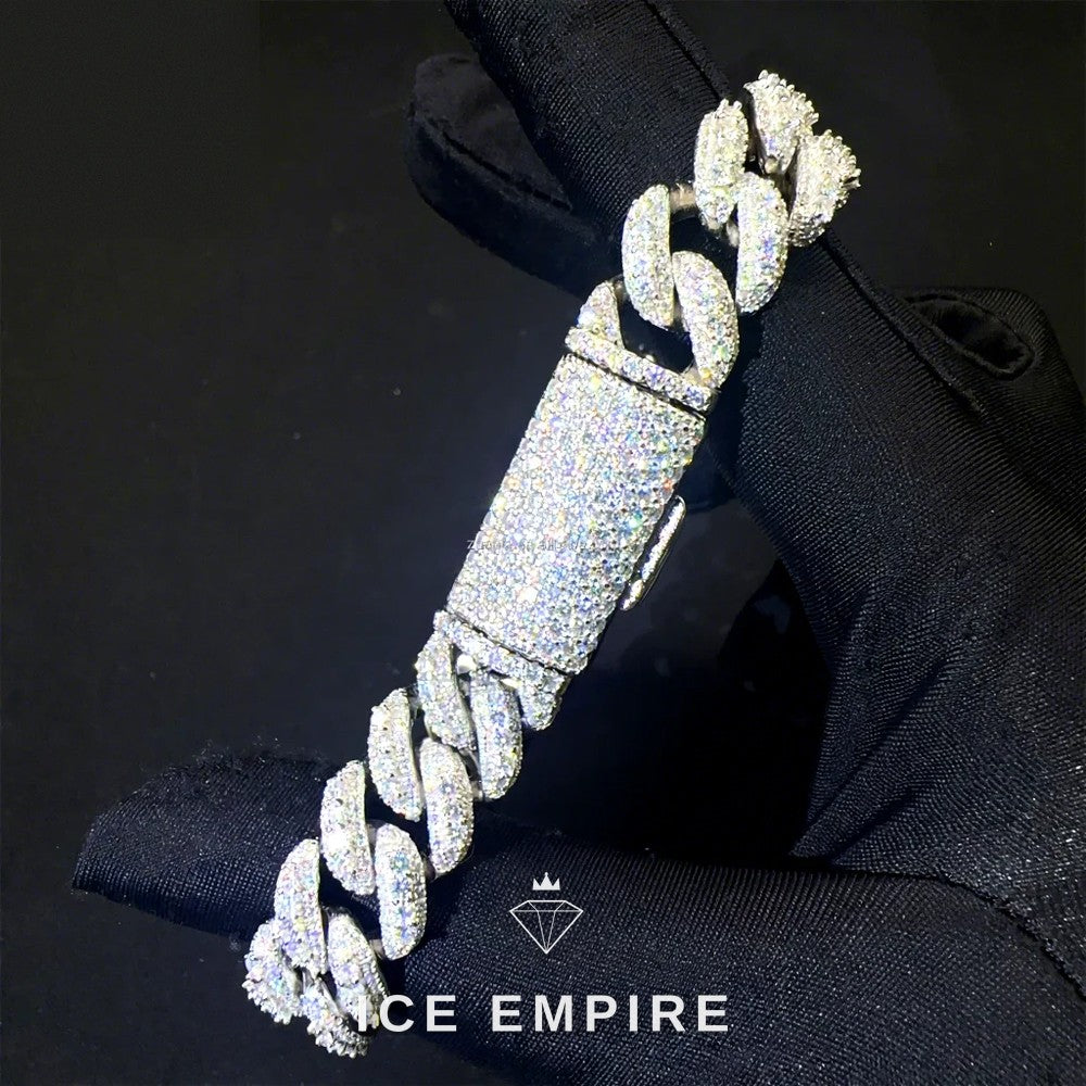 Iced Out 925 Silver Moissanite Cuban Chain