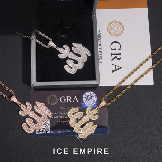 Iced Out Baguette Gold Plated Moissanite Pendant