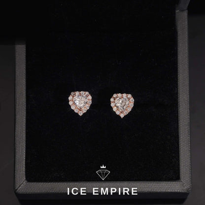 Iced Out Heart 925 Silver Moissanite Stud Earrings