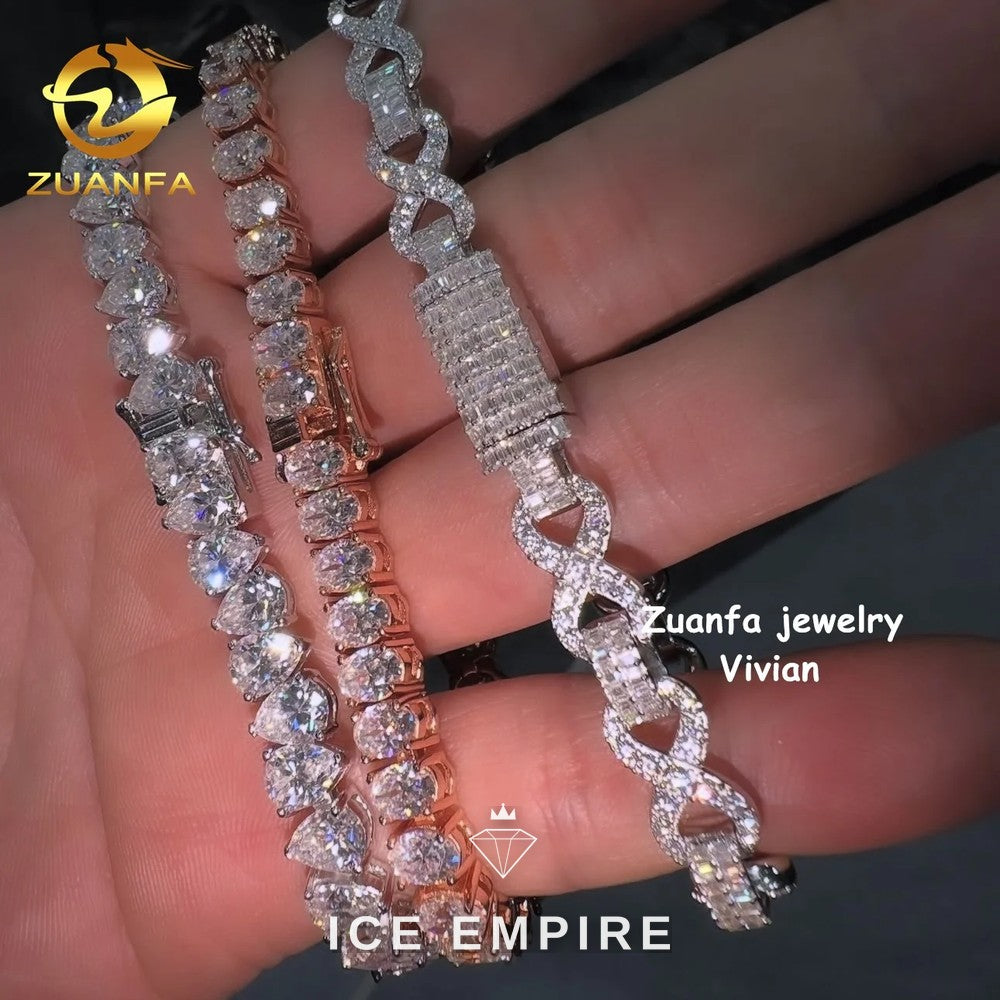 Iced Out Rose Gold Plated Moissanite Tennis Chain