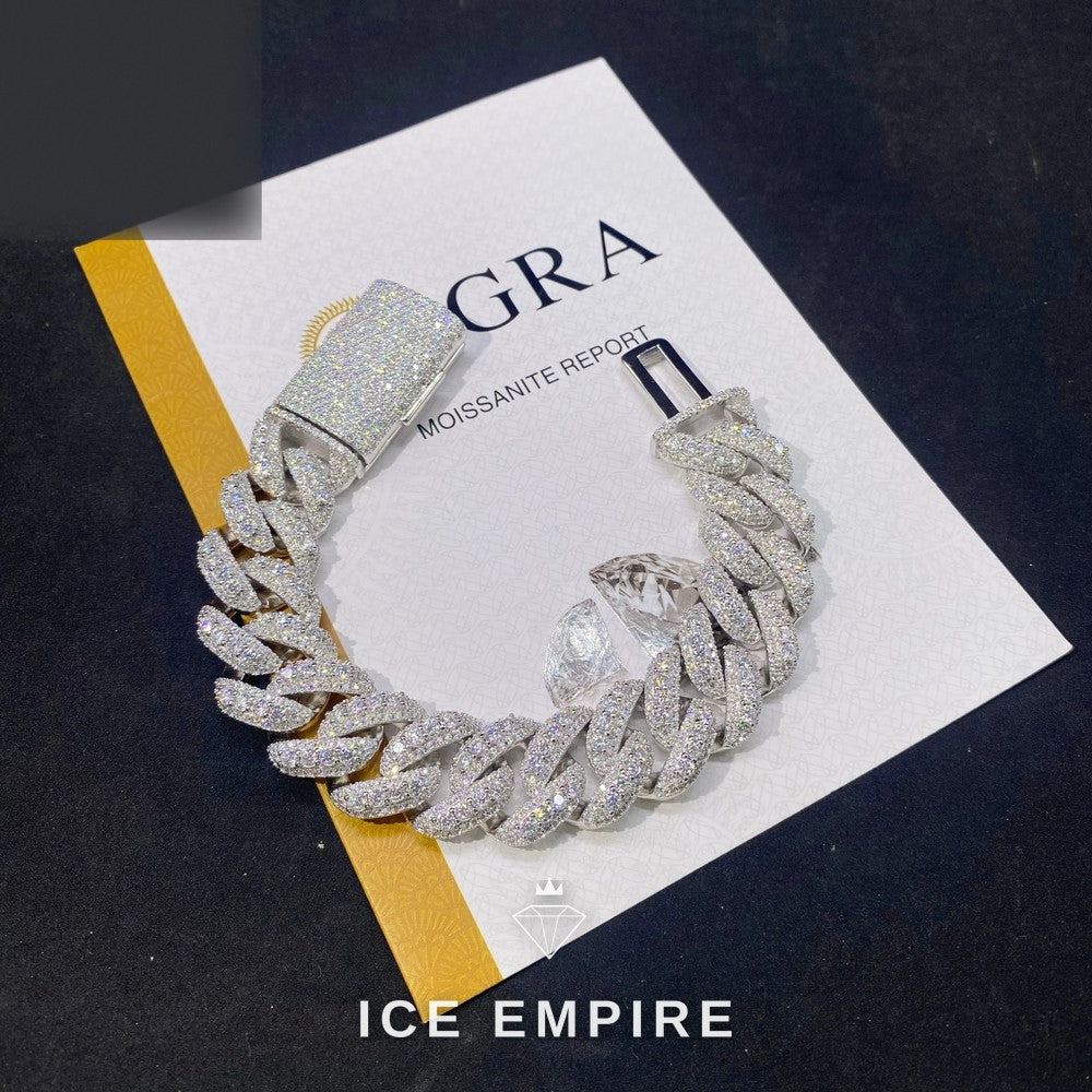 Iced Out Rose Gold Moissanite Cuban Chain