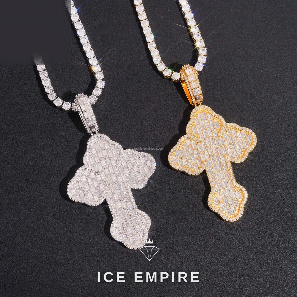 Iced Out Baguette 925 Silver Pendant