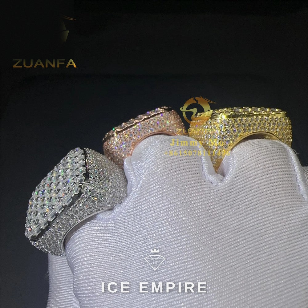 Iced Out Baguette Rose Gold Plated Moissanite Ring