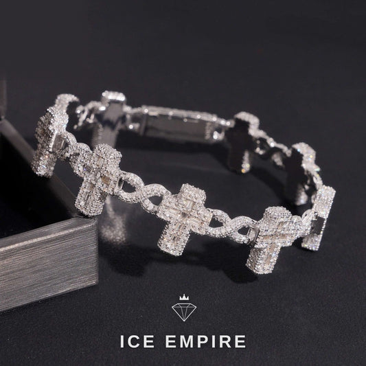 Iced Out Baguette 925 Silver Moissanite Cuban Chain