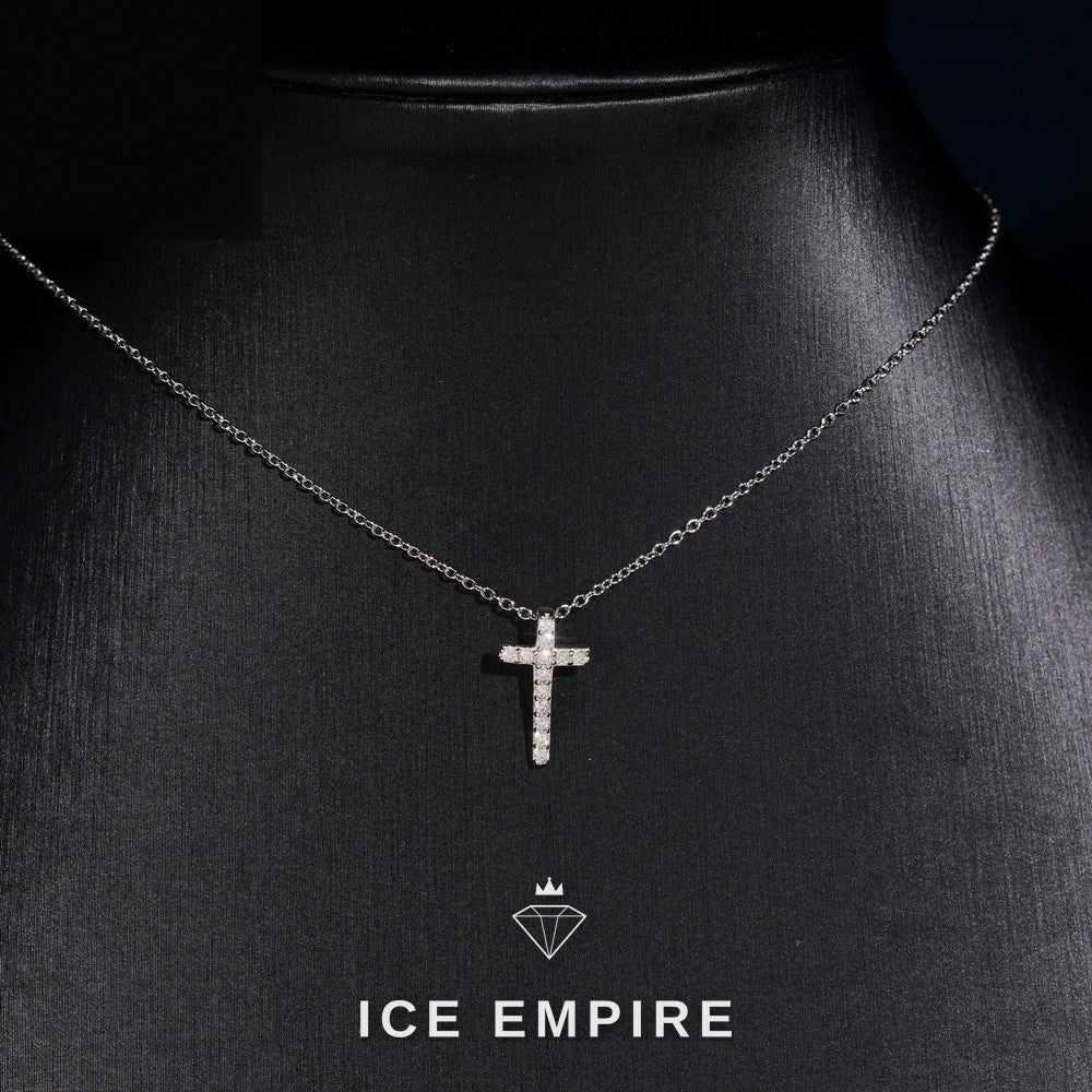Iced Out Cross 925 Silver Lab Grown Diamond Pendant