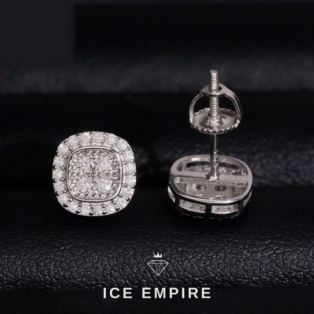 Iced Out Cluster 925 Silver Moissanite Stud Earrings