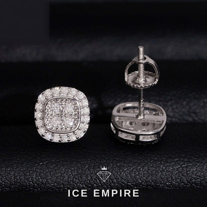 Iced Out Cluster 925 Silver Moissanite Stud Earrings