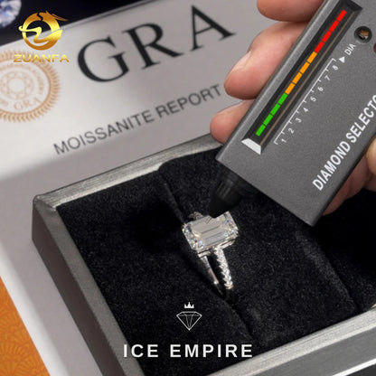 Iced Out Baguette 925 Silver Moissanite Engagement Ring