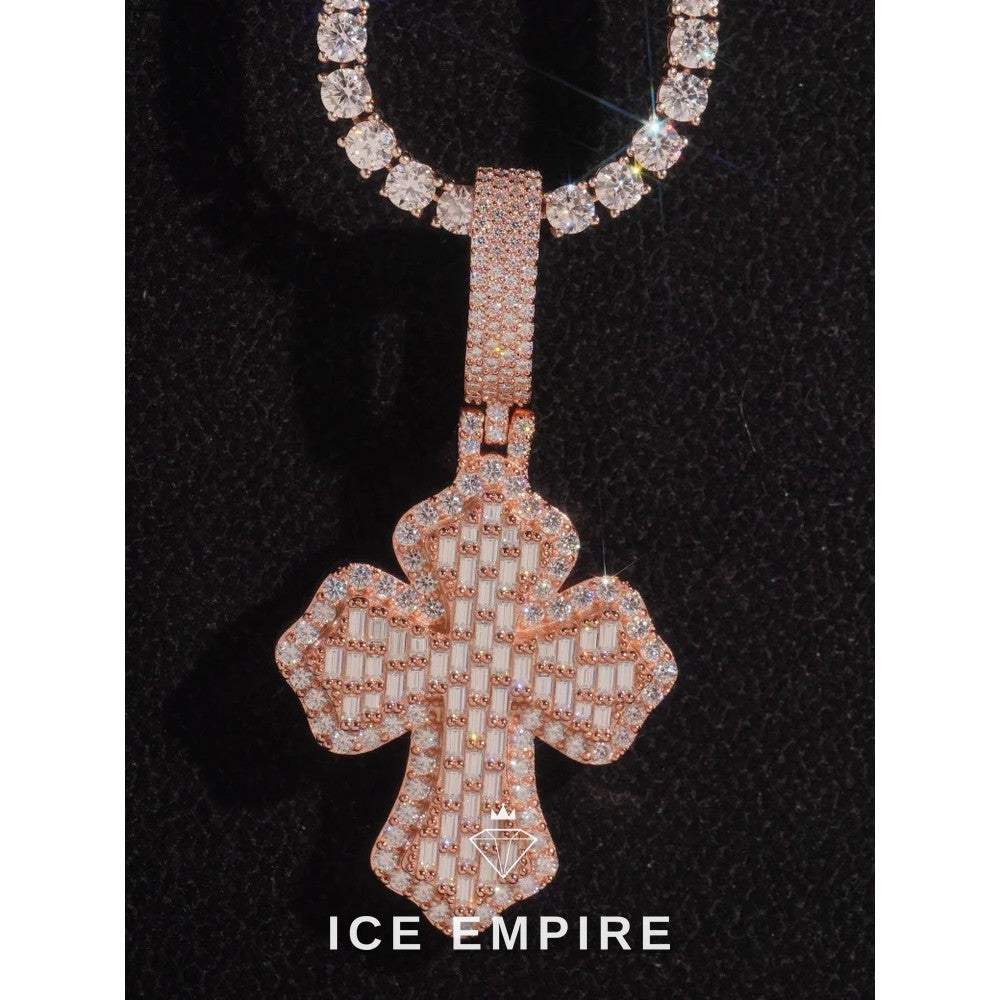 Iced Out Cross 925 Silver Moissanite Pendant