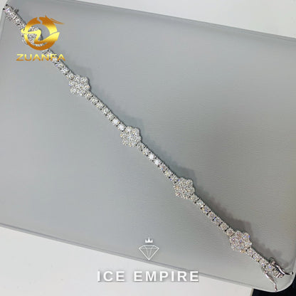 Iced Out Cluster Rose Gold Plated Moissanite Cuban Chain