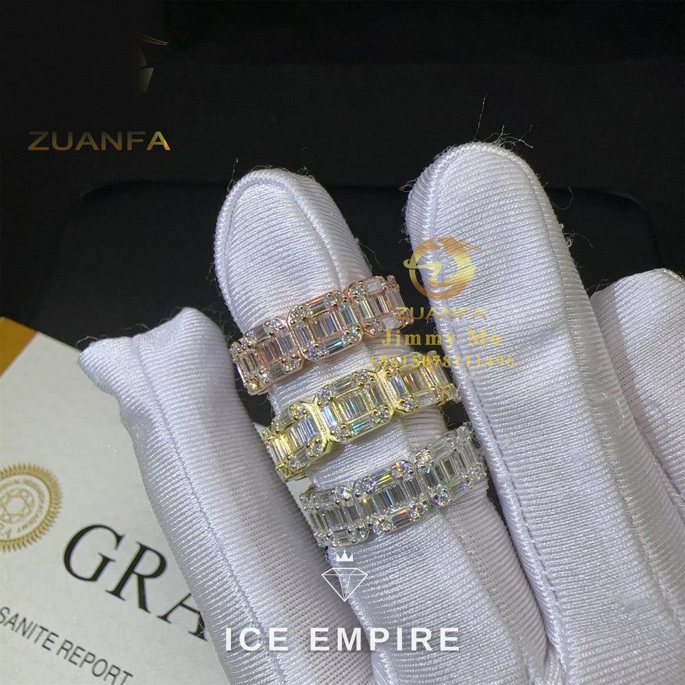 Iced Out Baguette Gold Plated Moissanite Ring