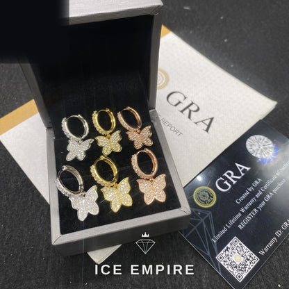 Iced Out 925 Silver Moissanite Hoop Earrings