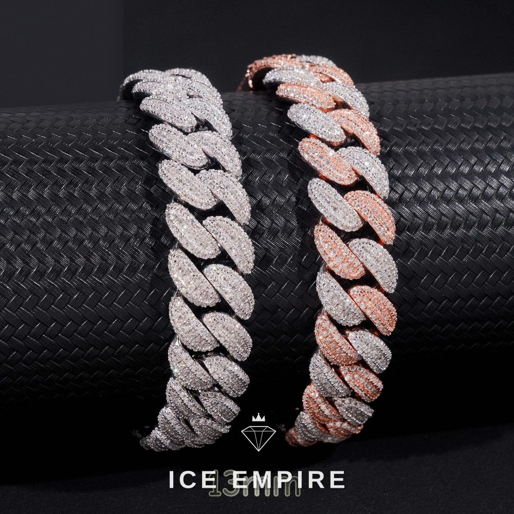 Iced Out Cross 925 Silver Moissanite Cuban Chain