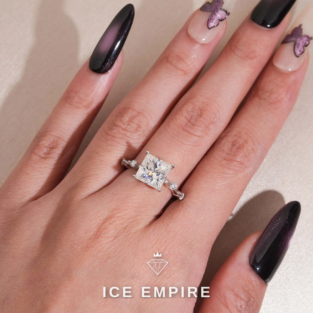 Iced Out 925 Silver Moissanite Engagement Ring