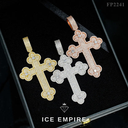 Iced Out Cross Gold Plated Moissanite Pendant