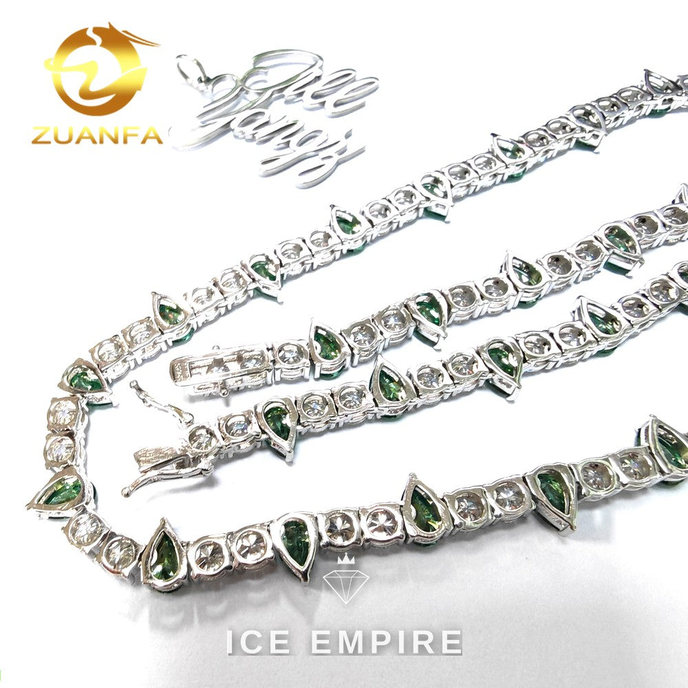 Iced Out Baguette Rose Gold Plated Moissanite Cuban Chain