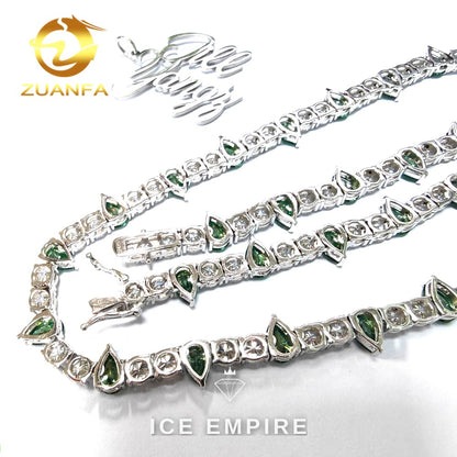Iced Out Baguette Rose Gold Plated Moissanite Cuban Chain