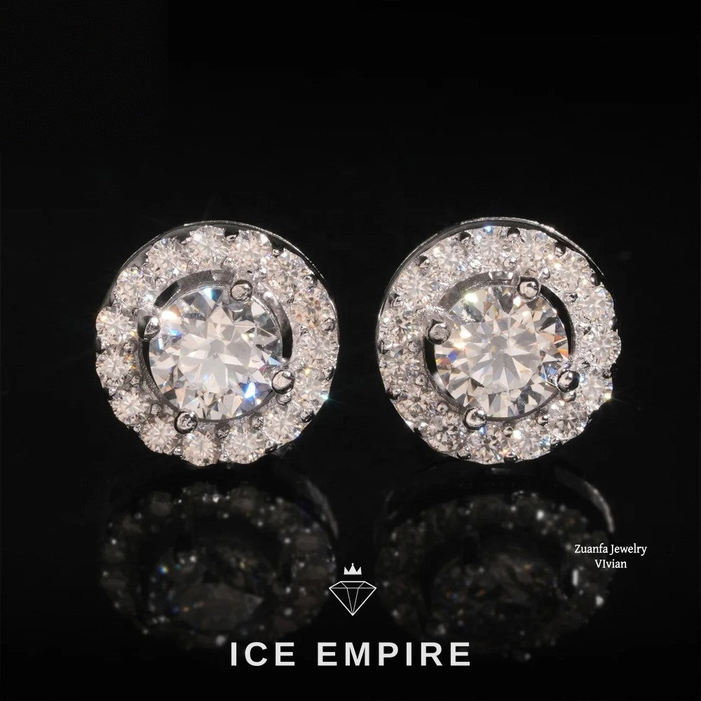 Iced Out 925 Silver Moissanite Earrings