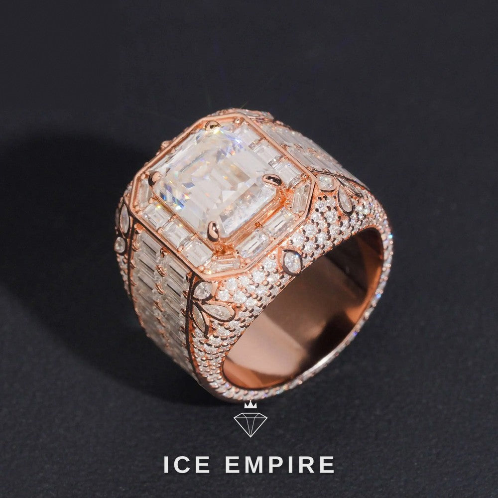 Iced Out Rose Gold Plated Moissanite Ring