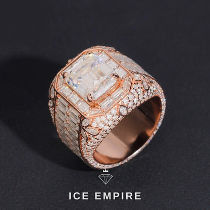 Iced Out Rose Gold Plated Moissanite Ring