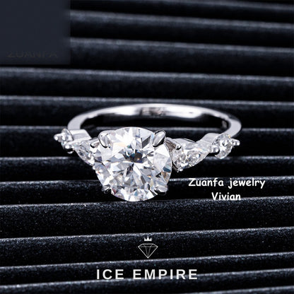 Iced Out 925 Silver Moissanite Ring
