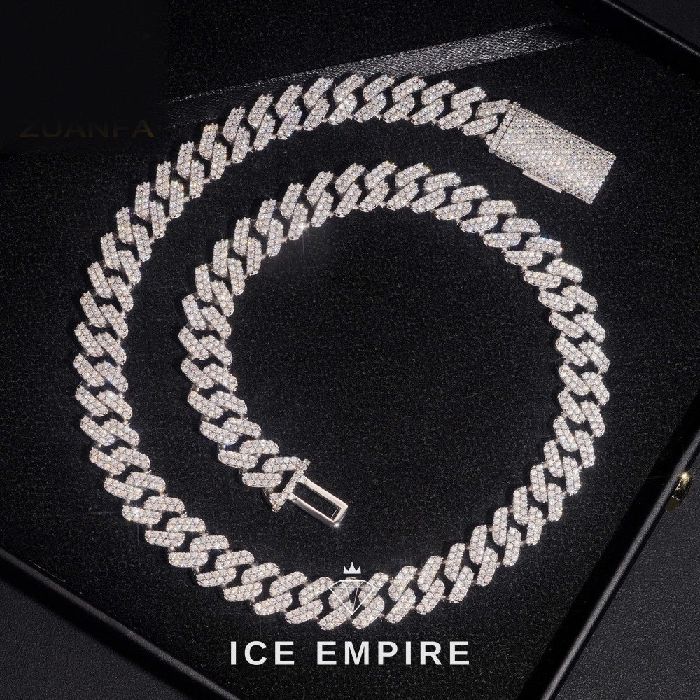Iced Out 925 Silver Moissanite Cuban Chain