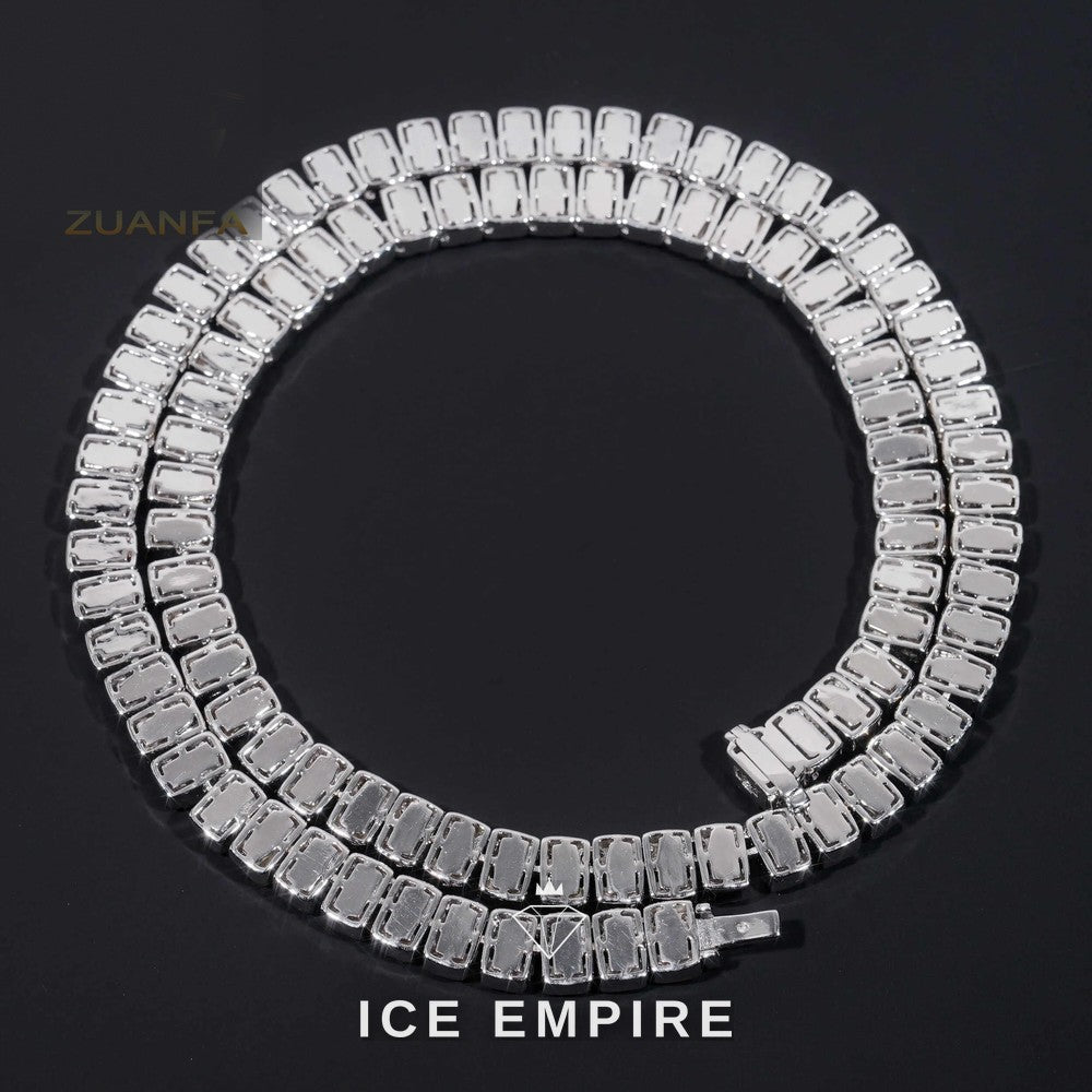 Iced Out Baguette Rose Gold Plated Moissanite Cuban Chain