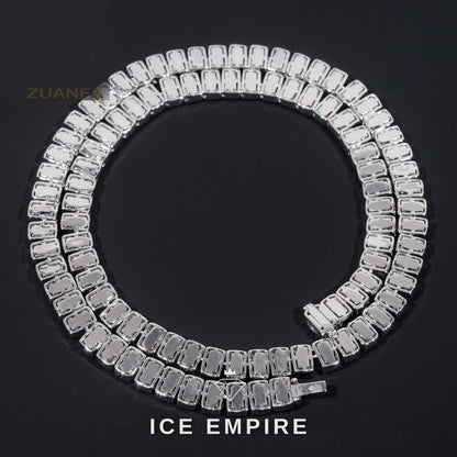 Iced Out Baguette Rose Gold Plated Moissanite Cuban Chain
