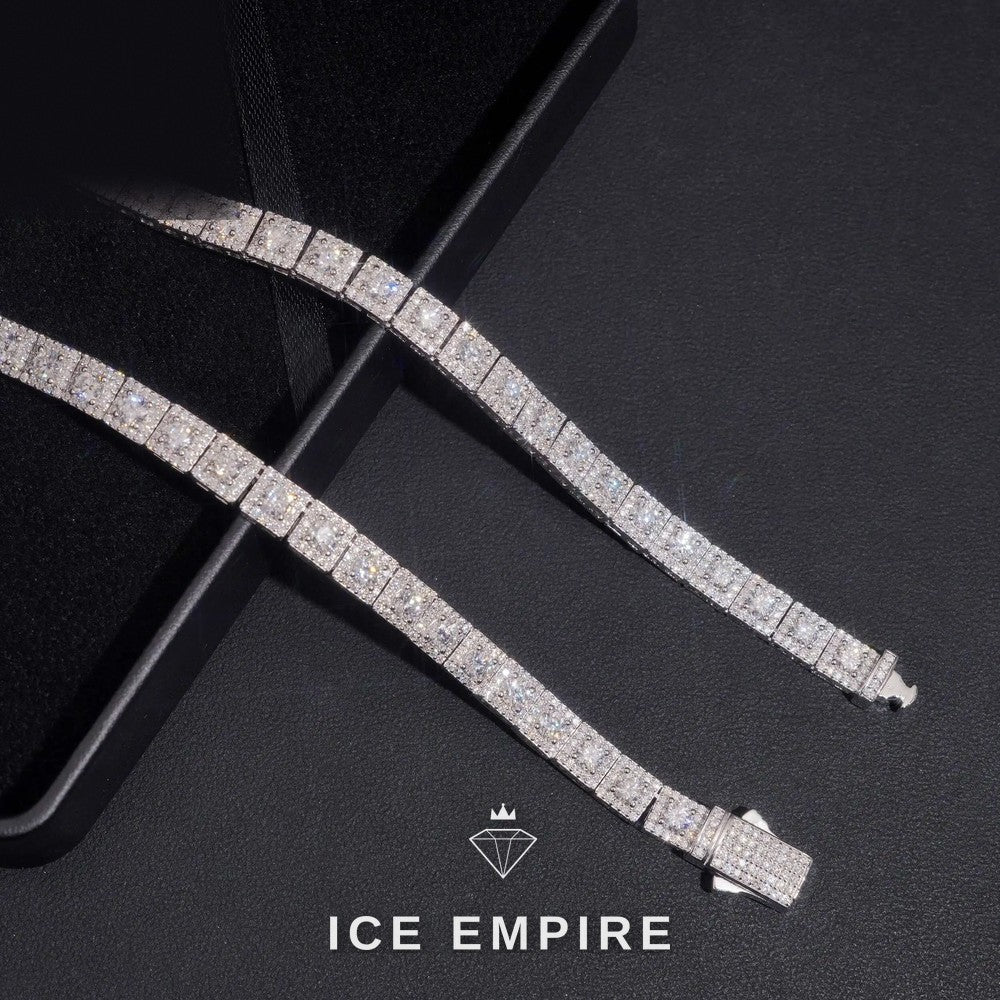 Iced Out Cluster Gold Plated Moissanite Cuban Chain