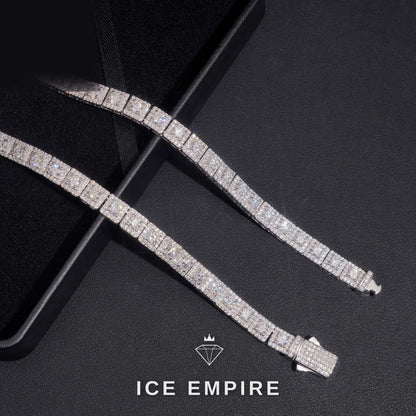 Iced Out Cluster Gold Plated Moissanite Cuban Chain