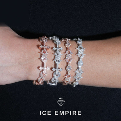 Iced Out Cross Rose Gold Plated Moissanite Tennis Bracelet
