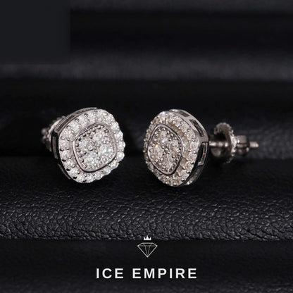 Iced Out Cluster 925 Silver Moissanite Stud Earrings