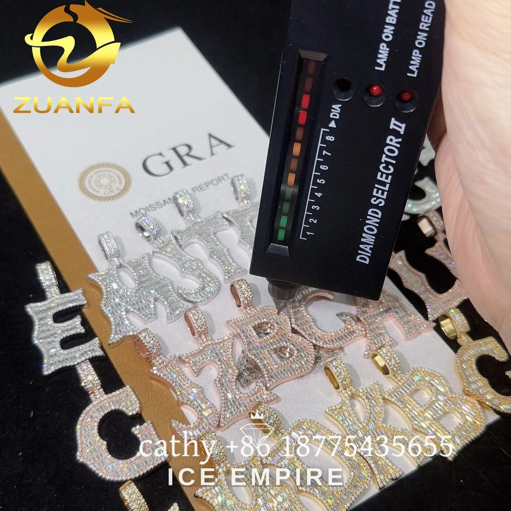 Iced Out Baguette Rose Gold Plated Moissanite Pendant