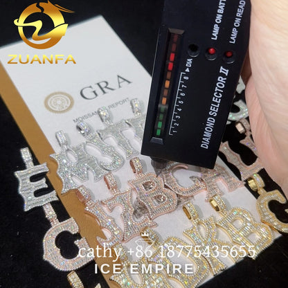 Iced Out Baguette Rose Gold Plated Moissanite Pendant