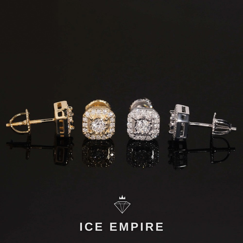 Iced Out Cluster Gold Plated Lab Grown Diamond Stud Earrings