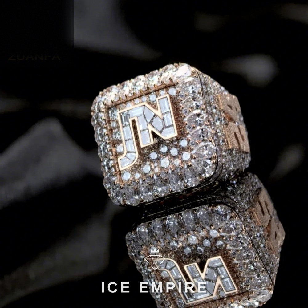Iced Out Rose Gold Plated Moissanite Ring