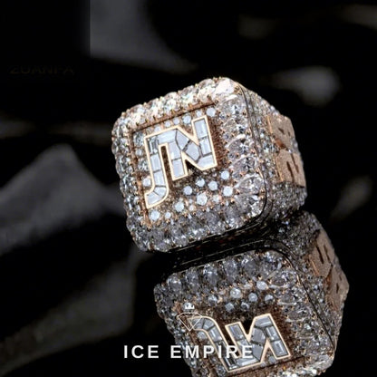 Iced Out Rose Gold Plated Moissanite Ring