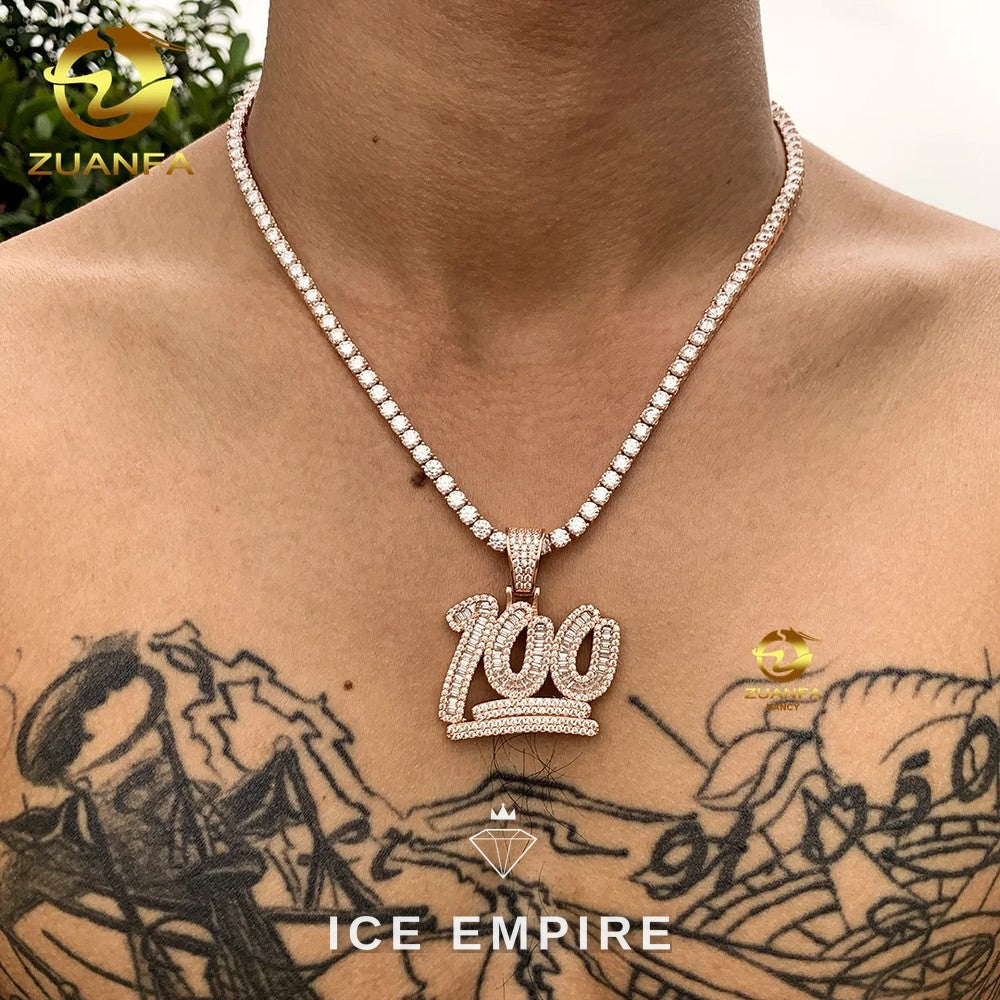 Iced Out Baguette Rose Gold Plated Pendant