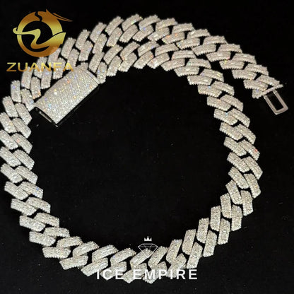 Iced Out Baguette Rose Gold Plated Moissanite Cuban Chain